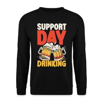Support Day Drinking Squad Party und Bier trinken - Unisex Pullover - Schwarz - Vorne - Alina (178cm) & Michal (187cm)
