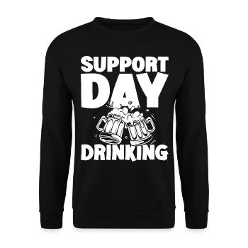 Support Day Drinking Squad Party und Bier trinken - Unisex Pullover - Schwarz - Vorne - Alina (178cm) & Michal (187cm)