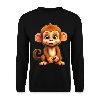 Niedlicher Affe für Kinder für Kinder - Unisex Pullover - Schwarz - Vorne - Alina (178cm) & Michal (187cm)