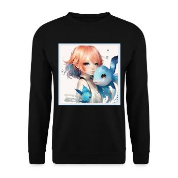 Anime Girl Japanese Aesthetic Anime Gift - Unisex Sweatshirt - black - Front - Alina (178cm) & Michal (187cm)