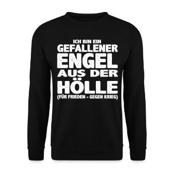 Gefallener Engel aus der Hölle - Unisex Pullover - Schwarz - Vorne - Alina (178cm) & Michal (187cm)
