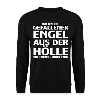 Gefallener Engel aus der Hölle - Unisex Pullover - Schwarz - Vorne - Alina (178cm) & Michal (187cm)