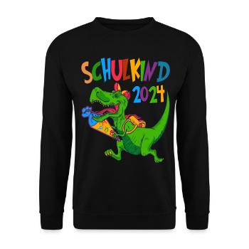 Dinos Schultüte Einschulung Schulkind 2024 - Unisex Pullover - Schwarz - Vorne - Alina (178cm) & Michal (187cm)