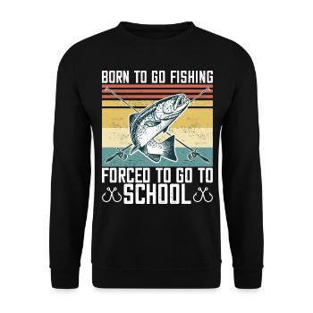 Born To Go Fishing Bass Fish Fisherman Boys - Unisex Sweatshirt - black - Front - Alina (178cm) & Michal (187cm)