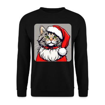 Chat de Noël mignon - Sweat-shirt Unisexe - noir - Devant - Alina (178cm) & Michal (187cm)