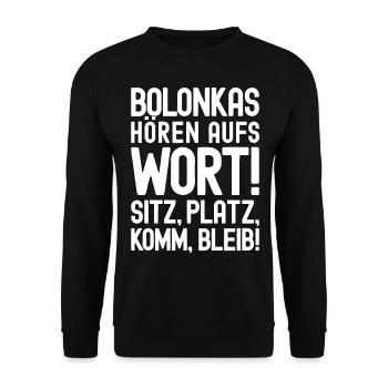 Bolonkas hören aufs Wort! Bolonka Zwetna Hund - Unisex Pullover - Schwarz - Vorne - Alina (178cm) & Michal (187cm)