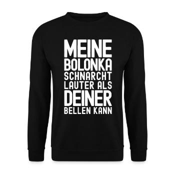 Meine Bolonka schnarcht lauter - Bolonka Zwetna - Unisex Pullover - Schwarz - Vorne - Alina (178cm) & Michal (187cm)