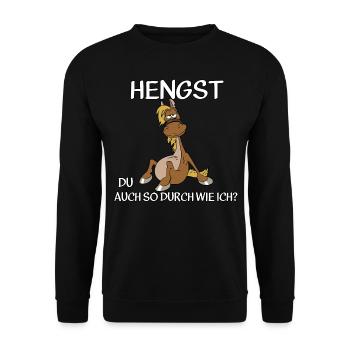 Hengst - Unisex Pullover - Schwarz - Vorne - Alina (178cm) & Michal (187cm)