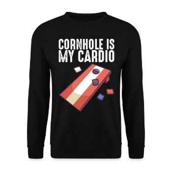 Cornhole est mon cardio cornhole sacs Cornhole - Sweat-shirt Unisexe - noir - Devant - Alina (178cm) & Michal (187cm)