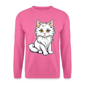 Niedliche weiße Maine Coon Katze - Unisex Pullover - Pink - Vorne