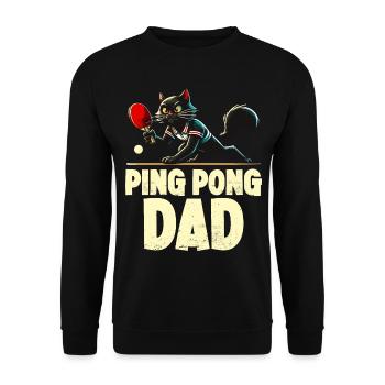 Table Tennis Katze Pingpong Black Cat Dad Outfit - Sweat-shirt Unisexe - noir - Devant - Alina (178cm) & Michal (187cm)