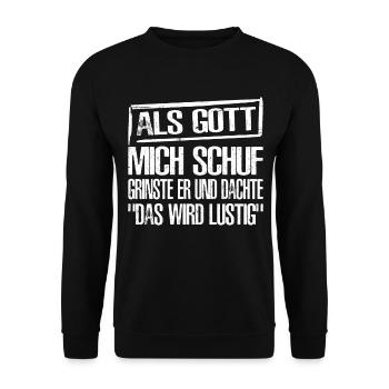 Lustig Spruch Geschenkidee - Unisex Pullover - Schwarz - Vorne - Alina (178cm) & Michal (187cm)