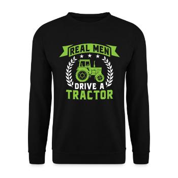 real men drive a tractor gift for farmer - Unisex Sweatshirt - black - Front - Alina (178cm) & Michal (187cm)