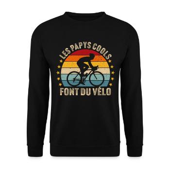 Cyclisme Amusant Vélo Les Papys Cools Font Du Vélo - Sweat-shirt Unisexe - noir - Devant - Alina (178cm) & Michal (187cm)