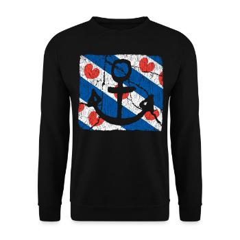 Friesland Anker - Unisex Pullover - Schwarz - Vorne - Alina (178cm) & Michal (187cm)