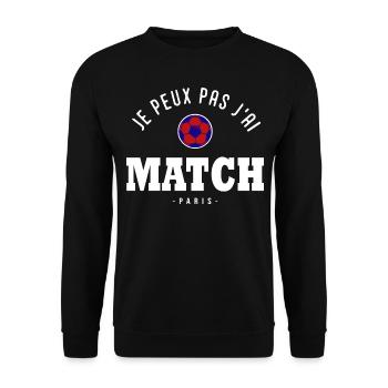 Je peux pas j ai Match football Paris - Sweat-shirt Unisexe - noir - Devant - Alina (178cm) & Michal (187cm)