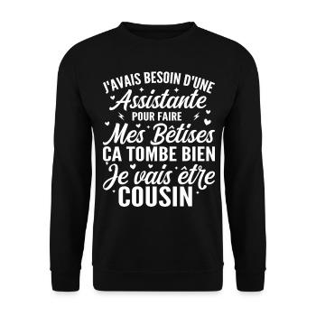 I'm going to be a cousin, Future cousin gift - Unisex Sweatshirt - black - Front - Alina (178cm) & Michal (187cm)