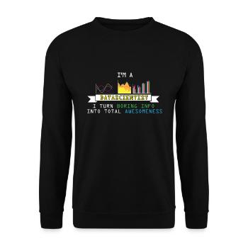 Datenanalyst Büro Office Computer Job - Unisex Pullover - Schwarz - Vorne - Alina (178cm) & Michal (187cm)