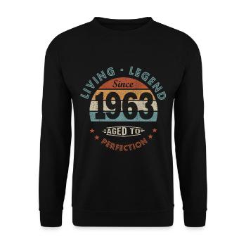 legend since 1963 Born in 1963 birthday 59 years - Unisex Sweatshirt - black - Front - Alina (178cm) & Michal (187cm)