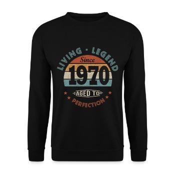 Legende seit 1970 Geboren 1970 Jubiläum - Unisex Pullover - Schwarz - Vorne - Alina (178cm) & Michal (187cm)