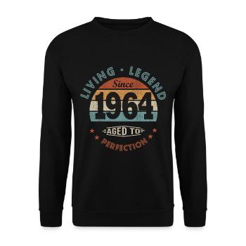 legend since 1964 Born in 1964 birthday 58 years - Unisex Sweatshirt - black - Front - Alina (178cm) & Michal (187cm)