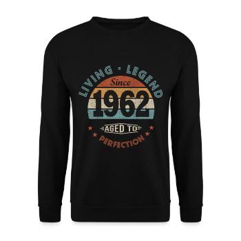 legend since 1962 Né En 1962 anniversaire 60 ans - Sweat-shirt Unisexe - noir - Devant - Alina (178cm) & Michal (187cm)