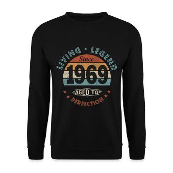 legend since 1969 Born in 1969 birthday 52 years - Unisex Sweatshirt - black - Front - Alina (178cm) & Michal (187cm)