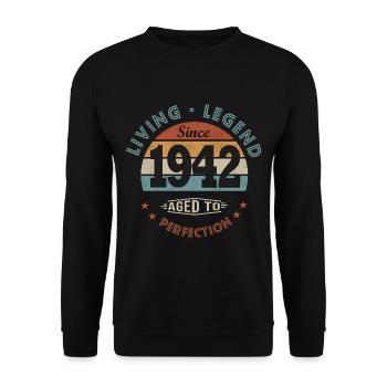 Legende seit 1942 Geboren 1942 Jubiläum 80 Jahre - Unisex Pullover - Schwarz - Vorne - Alina (178cm) & Michal (187cm)