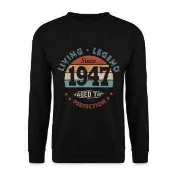 legend since 1947 Born In 1947 birthday 74 years - Unisex Sweatshirt - black - Front - Alina (178cm) & Michal (187cm)