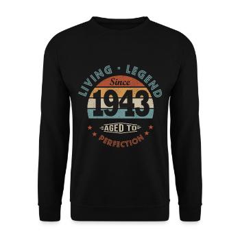 legend since 1943 Born In 1943 birthday 79 years - Unisex Sweatshirt - black - Front - Alina (178cm) & Michal (187cm)
