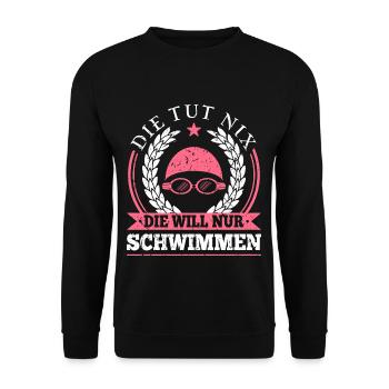 Die Tut Nix Die Will Nur Schwimmen Schwimm - Unisex Pullover - Schwarz - Vorne - Alina (178cm) & Michal (187cm)