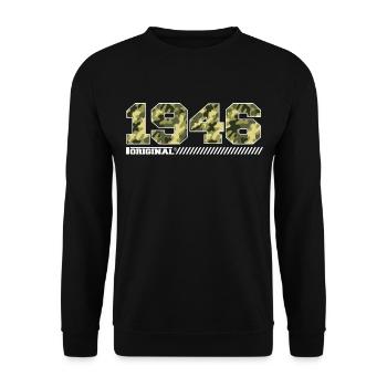 1946 Cadeau Anniversaire Vintage 1946 Armée - Sweat-shirt Unisexe - noir - Devant - Alina (178cm) & Michal (187cm)