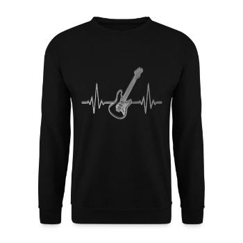 Silver Guitar Heartbeat Guitariste Musicien Chemise - Sweat-shirt Unisexe - noir - Devant - Alina (178cm) & Michal (187cm)