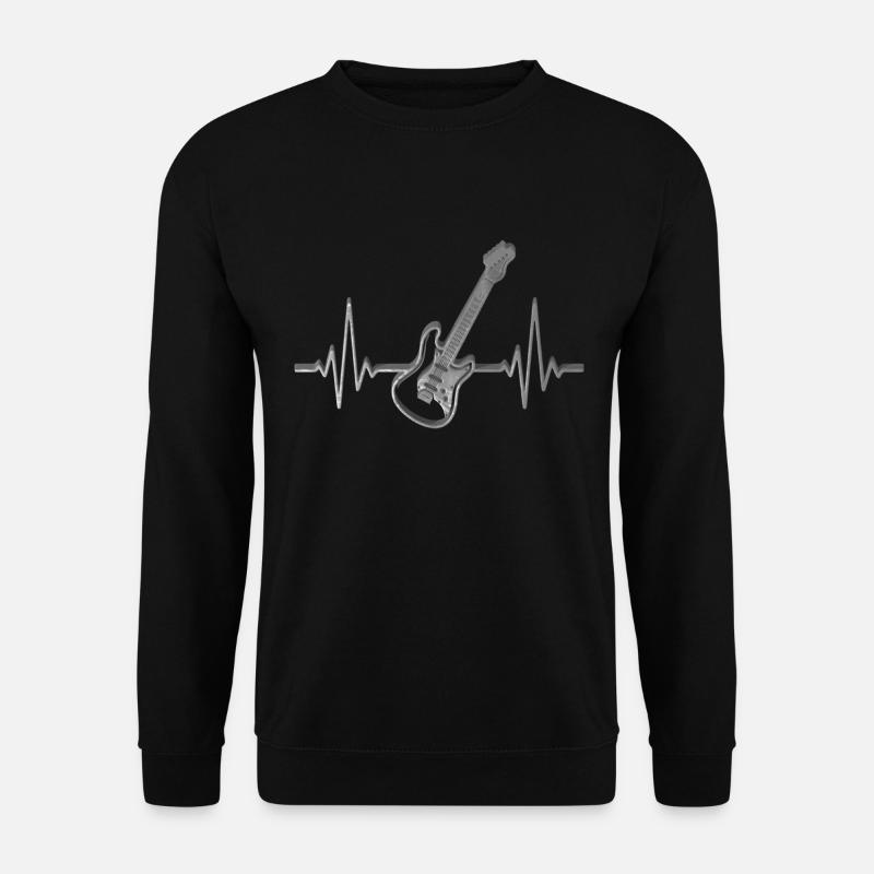 Silber Gitarre Herzschlag Gitarrist Musiker Shirt - Unisex Pullover - Schwarz