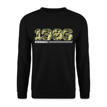 Cadeau d’anniversaire 1986 Vintage 1986 Army - Sweat-shirt Unisexe - noir - Devant - Alina (178cm) & Michal (187cm)