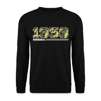 1958 Cadeau Anniversaire Vintage 1958 Armée - Sweat-shirt Unisexe - noir - Devant - Alina (178cm) & Michal (187cm)