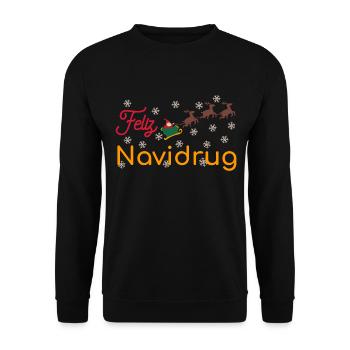 Pharmacie Noël Feliz Navidrug - Sweat-shirt Unisexe - noir - Devant - Alina (178cm) & Michal (187cm)