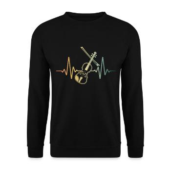 Violin Heartbeat Retro Violin Violinist - Unisex Sweatshirt - black - Front - Alina (178cm) & Michal (187cm)