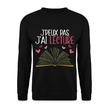 Je Peux Pas J'Ai Lecture - Sweat-shirt Unisexe - noir - Devant - Alina (178cm) & Michal (187cm)