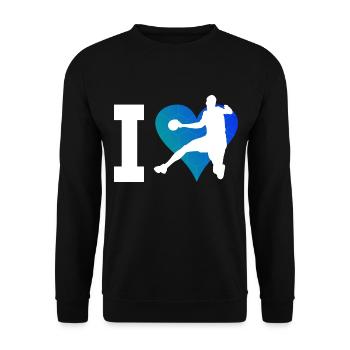Handball players Handball players Handball games - Unisex Sweatshirt - black - Front - Alina (178cm) & Michal (187cm)