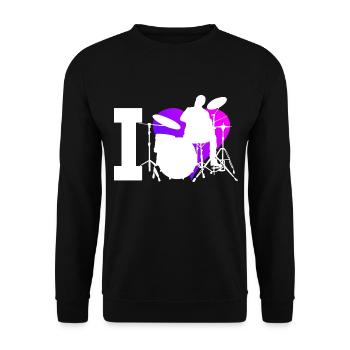 Femmes Batteur Batterie Batterie Percussions - Sweat-shirt Unisexe - noir - Devant - Alina (178cm) & Michal (187cm)
