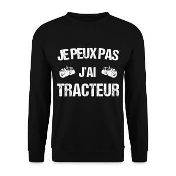Je peux pas j ai tracteur - Sweat-shirt Unisexe - noir - Devant - Alina (178cm) & Michal (187cm)