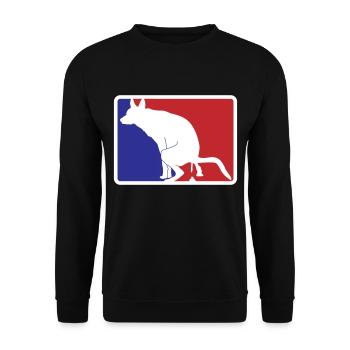 Derjenige mit dem Hund geht Logo | Farben änderbar - Unisex Pullover - Schwarz - Vorne - Alina (178cm) & Michal (187cm)