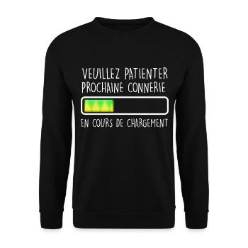 La connerie de téléchargment cadeau famille - Sweat-shirt Unisexe - noir - Devant - Alina (178cm) & Michal (187cm)
