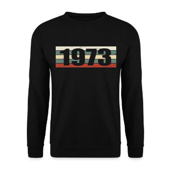 1973 Jahrgang 1973 Geschenk 1973 Geburtstag 1973 - Unisex Pullover - Schwarz - Vorne - Alina (178cm) & Michal (187cm)