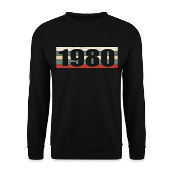 1980 Jahrgang 1980 Geschenk 1980 Geburtstag 1980 - Unisex Pullover - Schwarz - Vorne - Alina (178cm) & Michal (187cm)