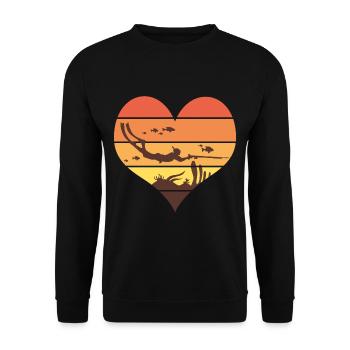 spearfishing love Gift sport club diving - Unisex Sweatshirt - black - Front - Alina (178cm) & Michal (187cm)