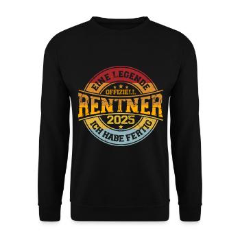 rentner 2025 eine legende - Unisex Pullover - Schwarz - Vorne - Alina (178cm) & Michal (187cm)