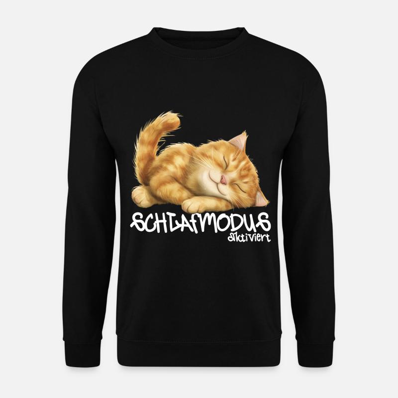 Katze Schlafmodus aktiviert Pyjama Nachtshirt - Unisex Pullover - Schwarz