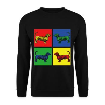 Dackel Hunde - Unisex Pullover - Schwarz - Vorne - Alina (178cm) & Michal (187cm)